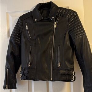 All Saints Black Leather Jacket size US 6.  Excellent Condition.  Sale!!
